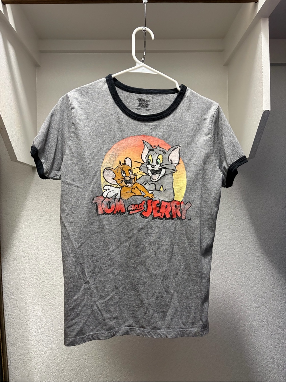 Tom and Jerry Kids' Gray Graphic Ringer Tee